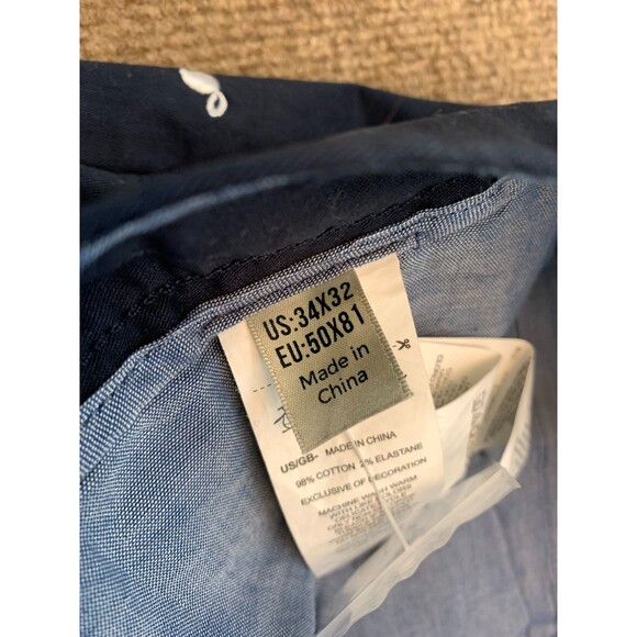 Original Penguin Pants Mens 34x32 Slim Fit Chino Embroidered Navy Stretch Twill - Picture 6 of 8